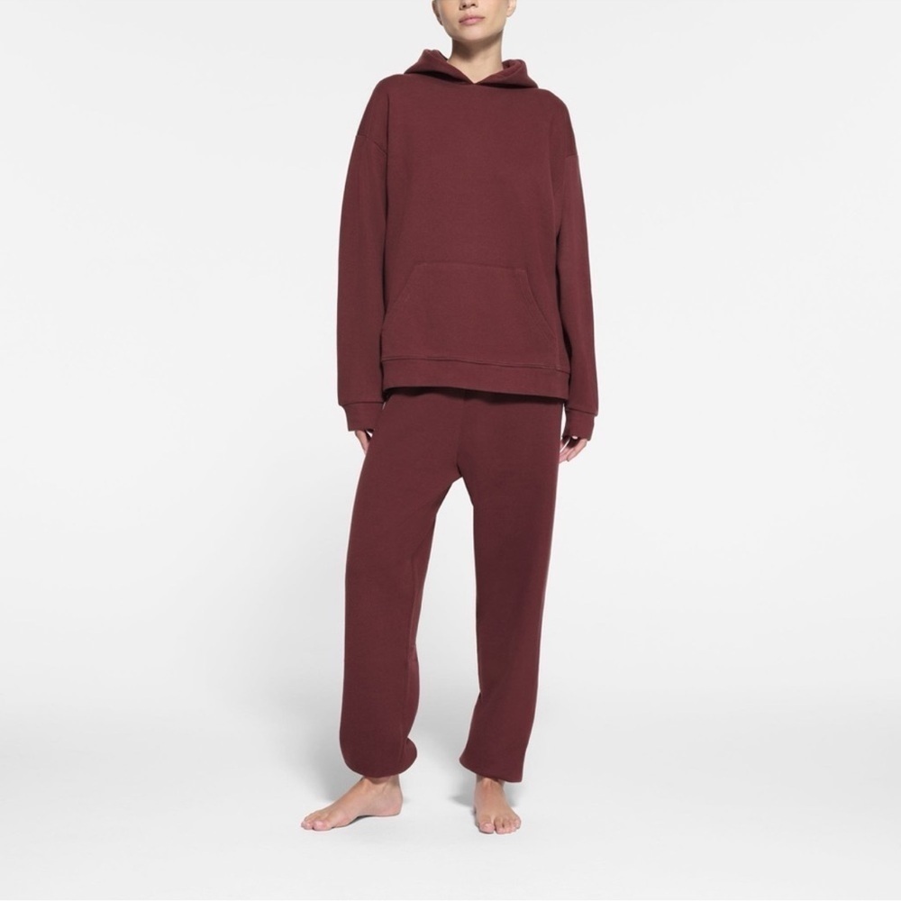 Skims cotton fleece oversized pullover hoodie NWT OXBLOOD SIZE XXS (Dep) - Picture 3 of 4
